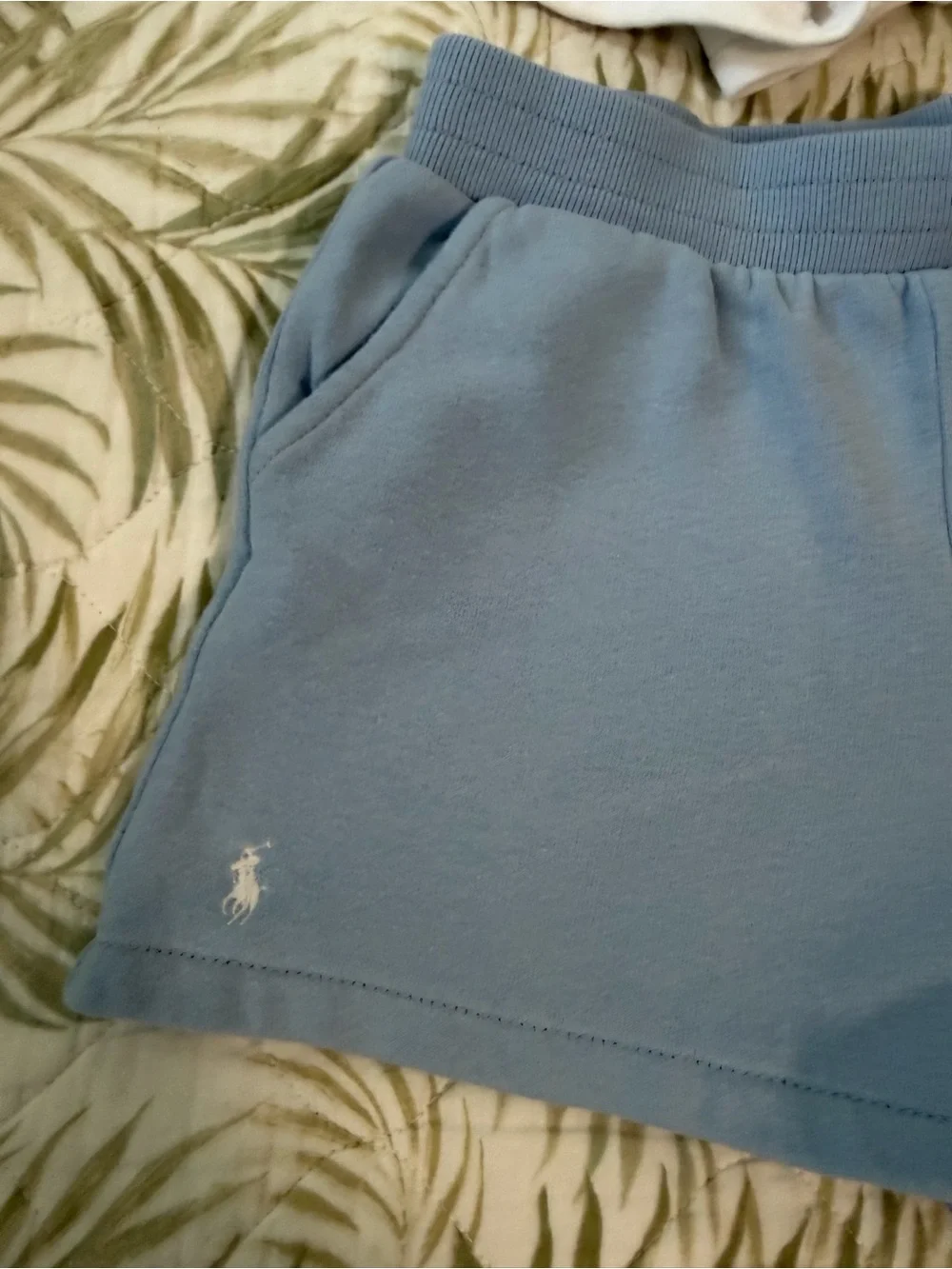 Ralph Lauren White and Light Blue Cotton Terry Shorts - girls
